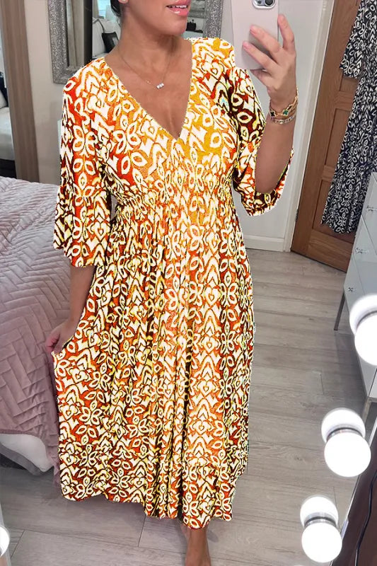 Bohemian V-hals maxi-jurk