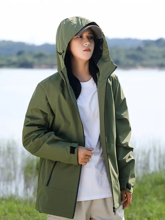 Heidi-Mode - Wasser- und winddichte Damenregenjacke mit Kapuze und Taschen