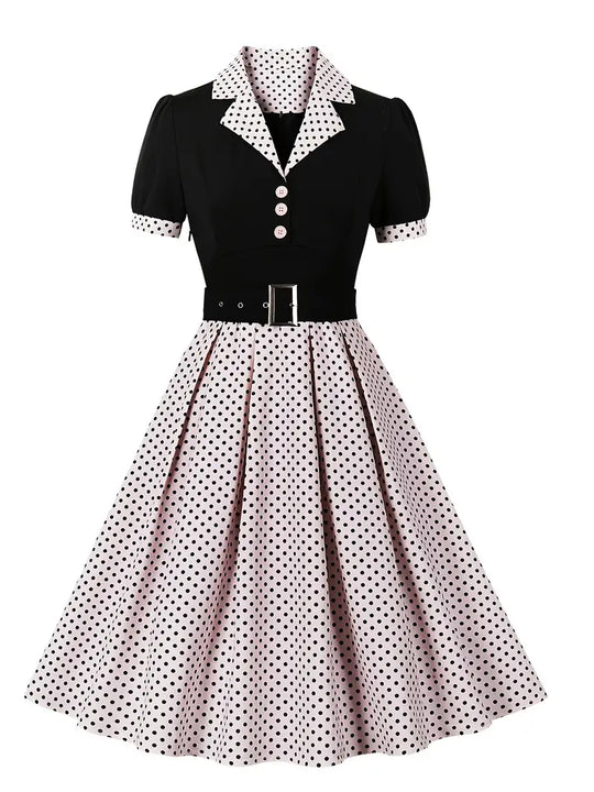 Heidi-Mode - Stilvolle Herbst Vintage Kleid mit Polka Dots für Frauen