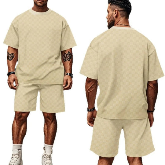 Heidi Mode | Schachbrettmuster Kurzarm-Shorts-Set