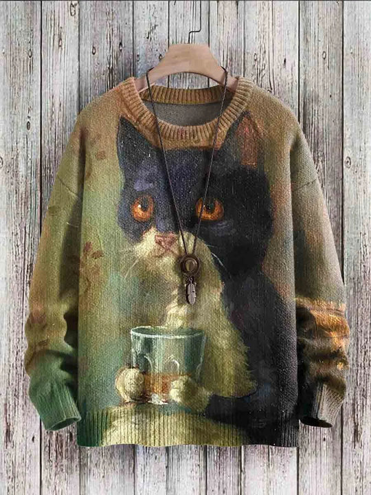 Heidi-Mode | Stijlvolle Sweater Met Kattenprint Voor Vrouwen