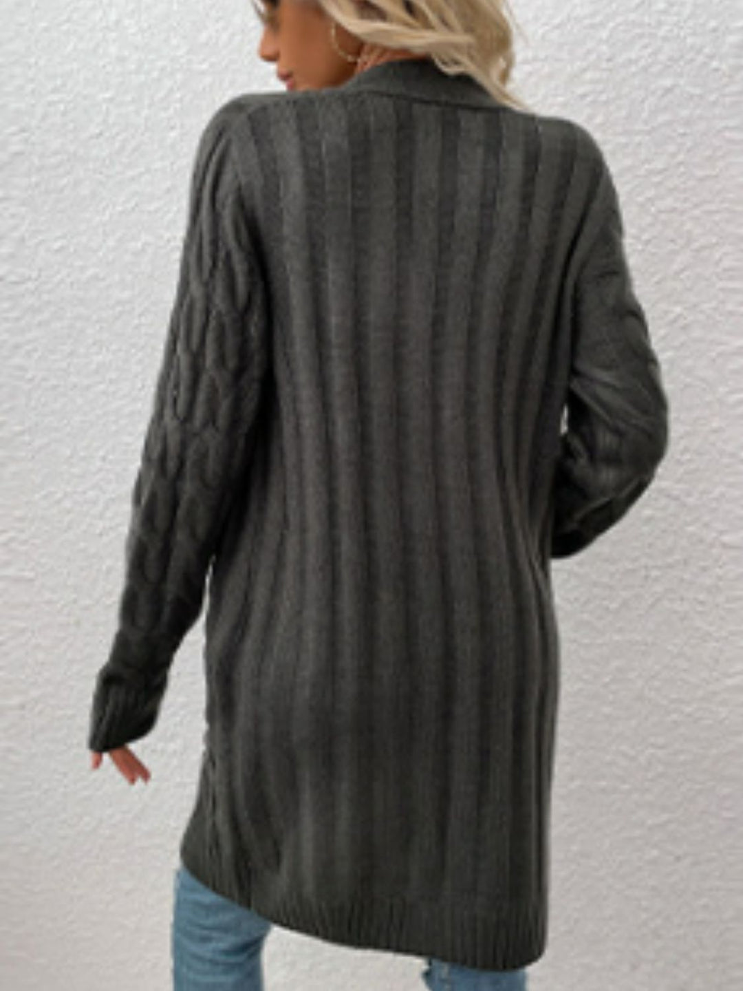 Heidi-Mode | Kabelstrick Knopfverschluss Cardigan mit Taschen