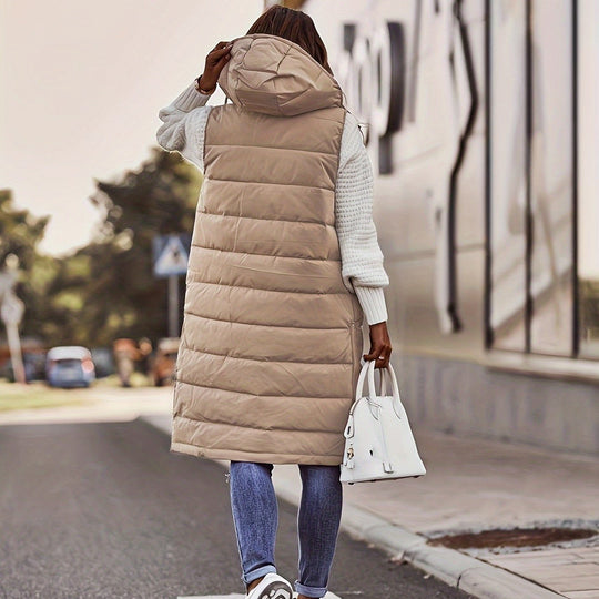 Heidi-Mode | Langes gepolstertes Weste - Mit Kapuze & Ärmellos