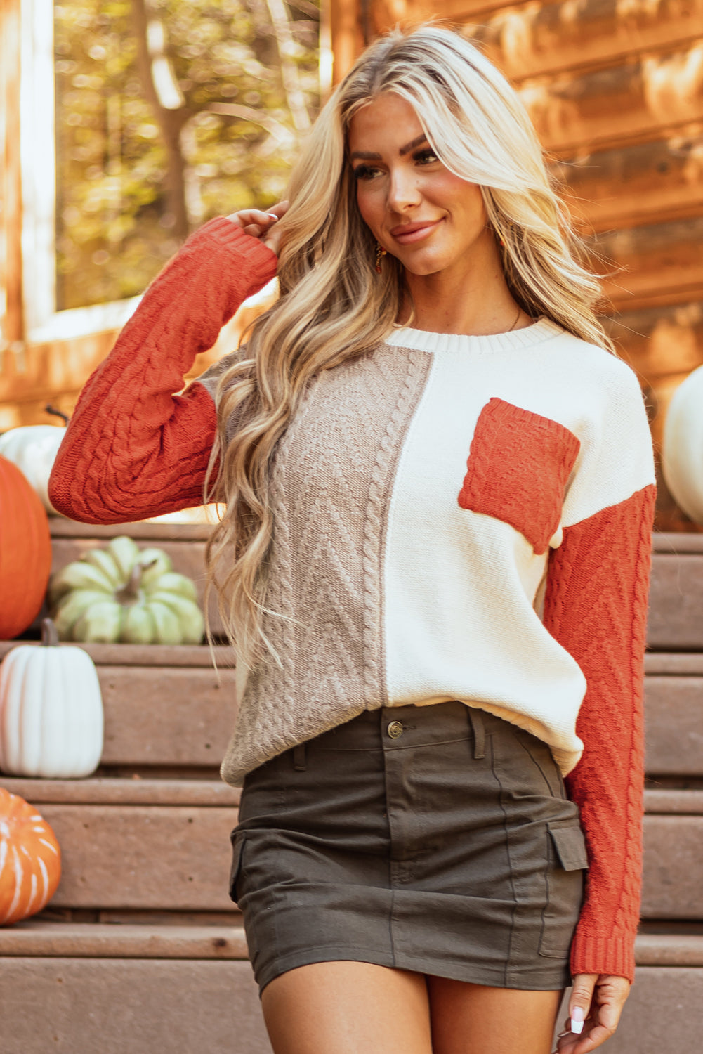 Flame Colorblock Pullover Mit Aufgesetzten Taschen Und Schultertaschen