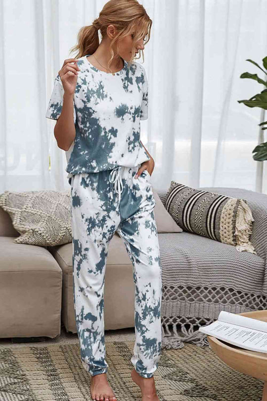 Heidi-Mode | Tie-Dye T-Shirt und Drawstring Taille Jogginghose Lounge Set