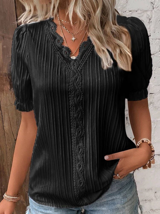 Heidi-Mode | Elegante Bluse mit Spitze und Falten Design