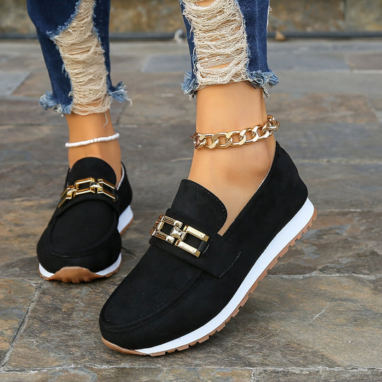 Heidi-Mode | Lässig Loafers mit Ketten Dekoration