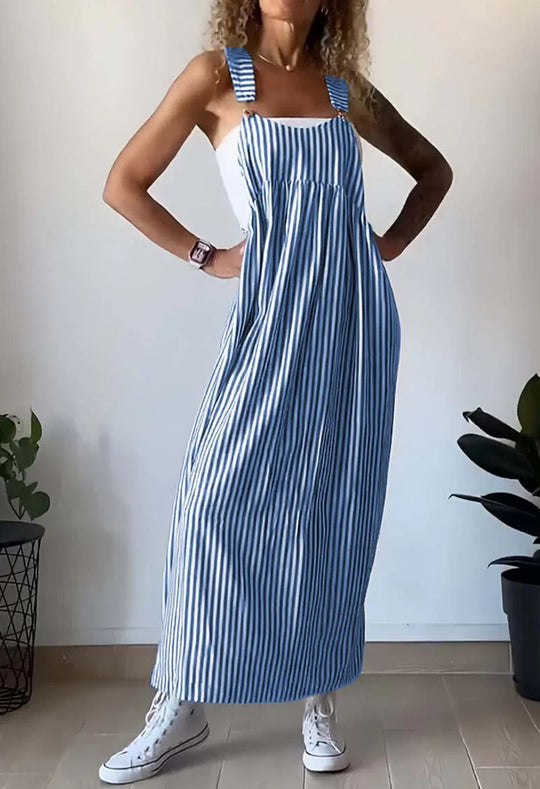 Heidi-Mode | Gestreiftes Jumpsuit Kleid für Damen Lässiger Stil