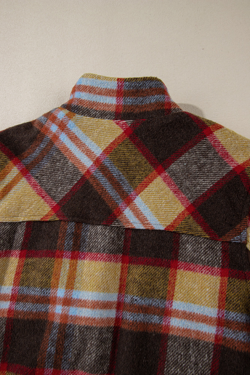 Plaid Print Brusttaschen Knopf Reißverschluss Stehkragen Jacke