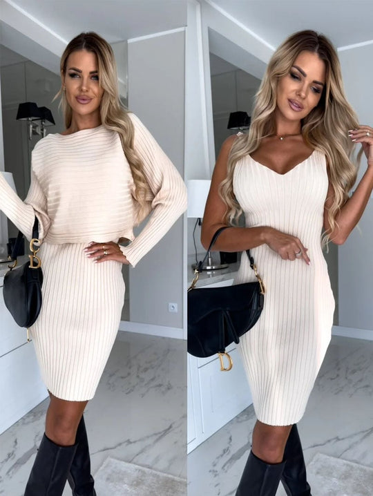 Gebreide Pullover Sweater en Cami Dress Set