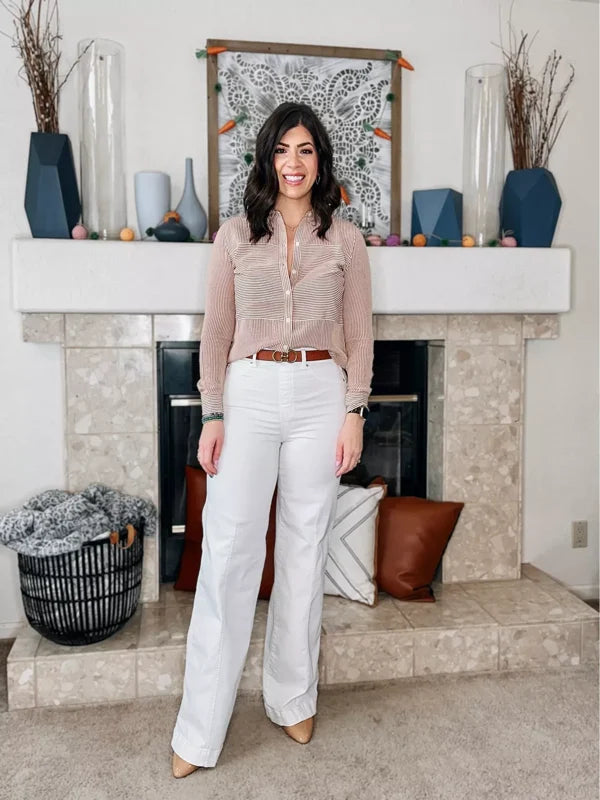 Heidi-Mode | Jeans mit Weitem Bein und Naht Vorne