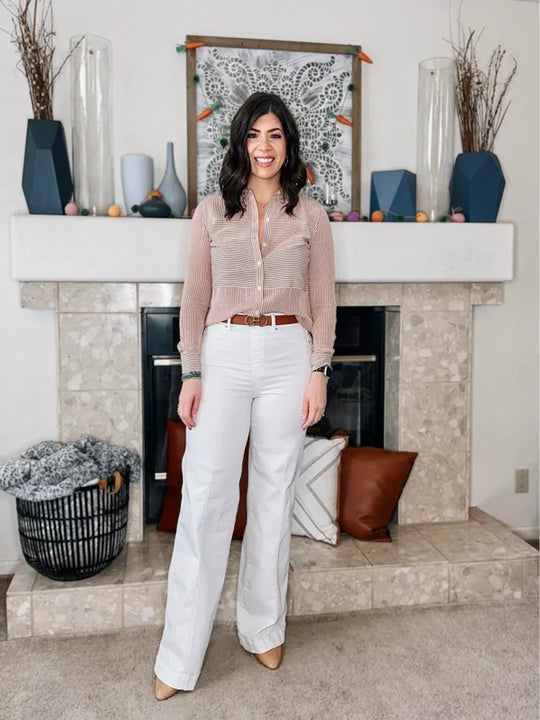 Heidi-Mode | Jeans mit Weitem Bein und Naht Vorne