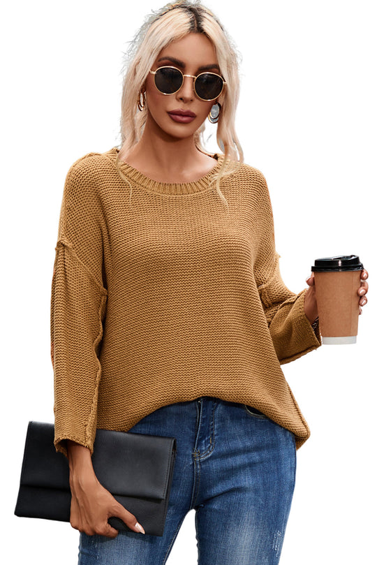 Slouchy Textured Knit Loose Pullover