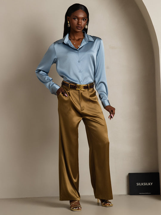 Heidi-Mode | Damen Seiden Basis Militär Revers Hemd