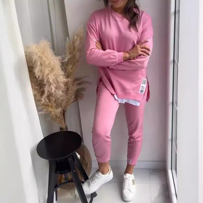 Heidi-Mode | Modevolles Sportset mit Schlitzdesign Sweatshirt und Slim Fit Hosen