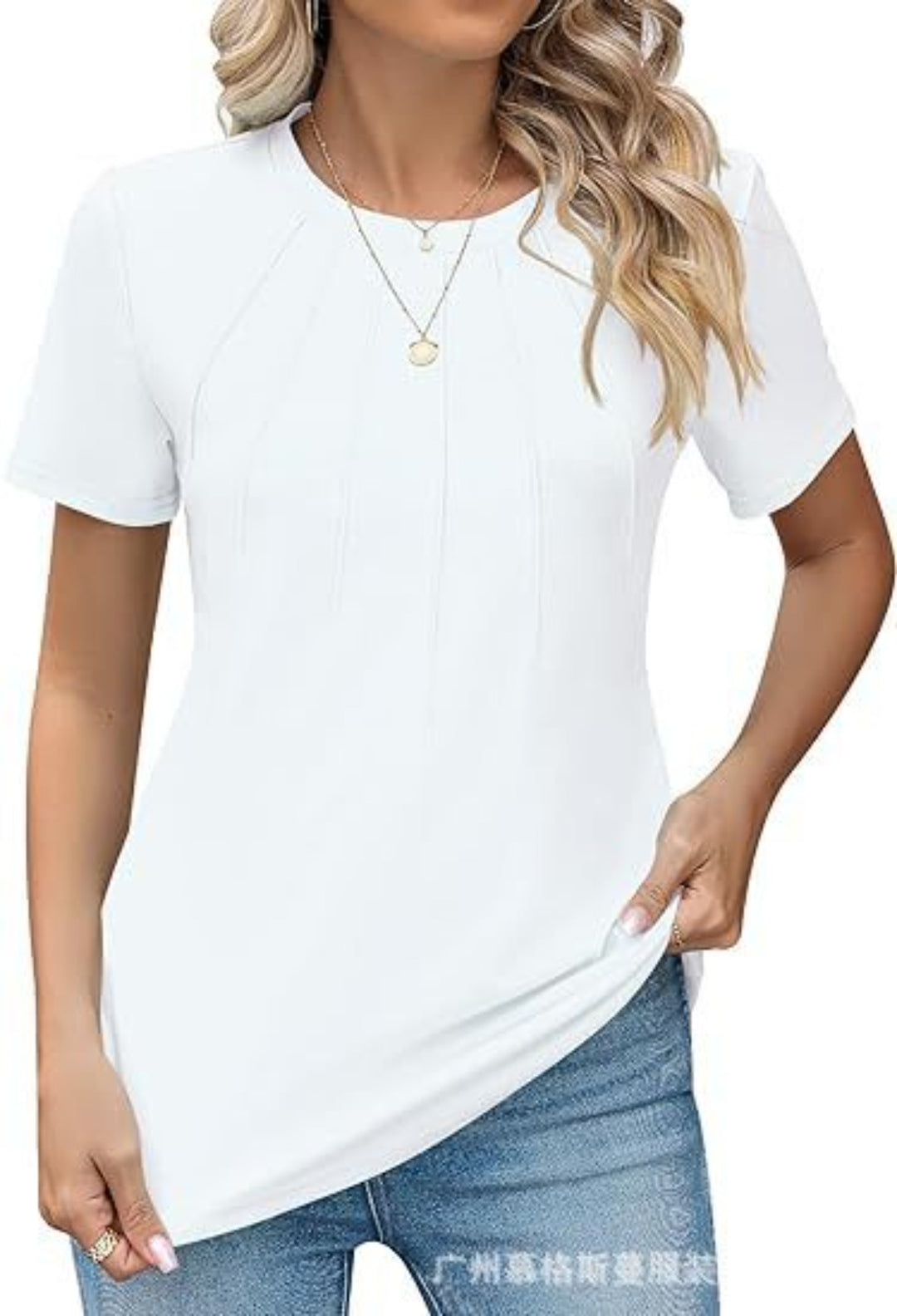 Heidi Mode | Plissee-T-Shirt mit Rundhalsausschnitt