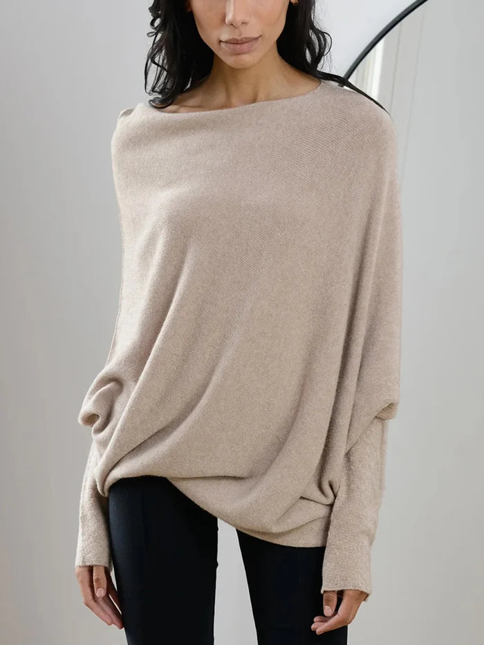 Asymmetrischer drapierter Pullover