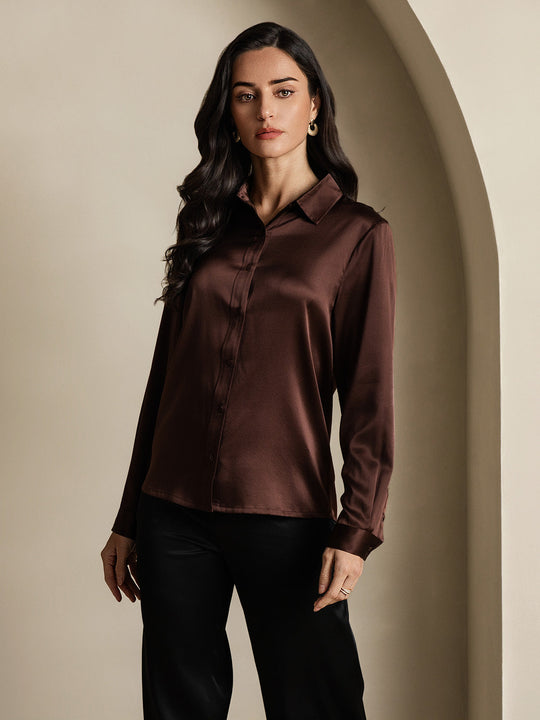 Heidi-Mode | Damen Mulberry Seide Elegant Langarmbluse