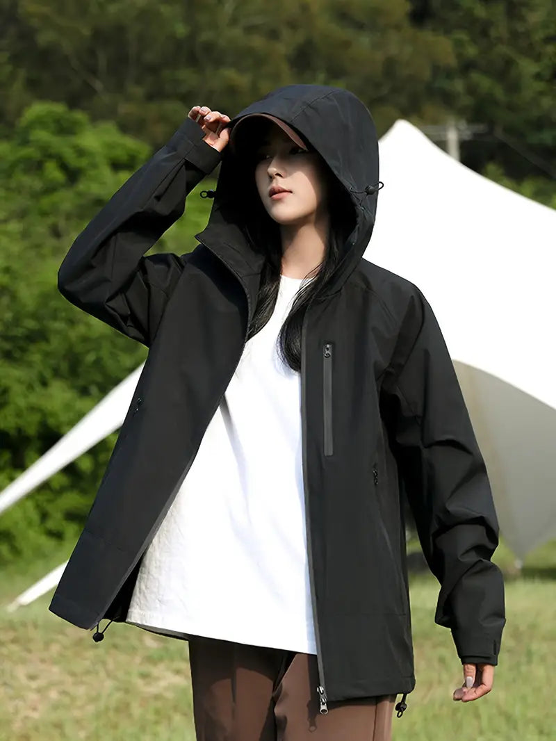 Heidi-Mode - Wasser- und winddichte Damenregenjacke mit Kapuze und Taschen