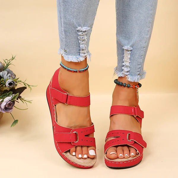 Heidi-Mode | Elegante, Atmungsaktive Sandaletten für Frauen mit Klettverschluss