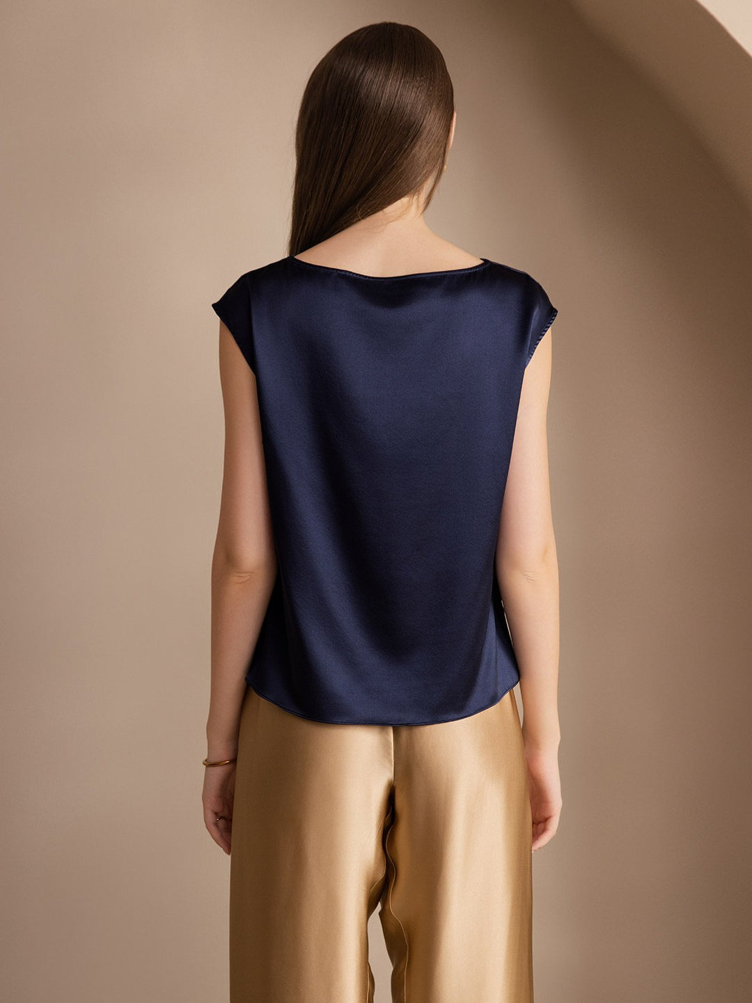 Heidi-Mode | Seiden Kappenärmel Halskragen Tanktop Bluse