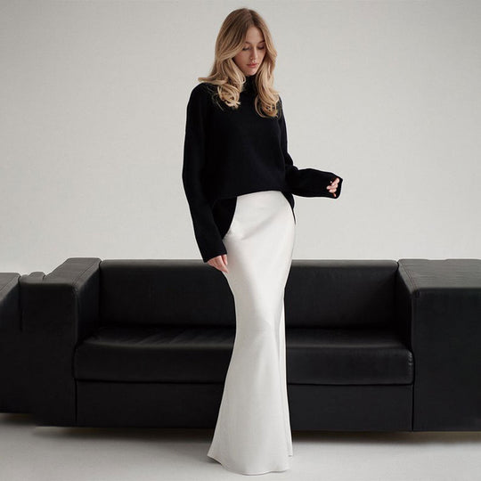 Heidi-Mode | Langer Satin-Rock mit Meerjungfrauen-Schwanzdesign