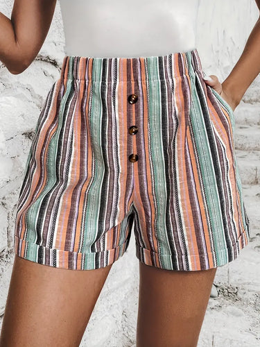 Shorts mit kontrastierenden Streifen und hoher Taille