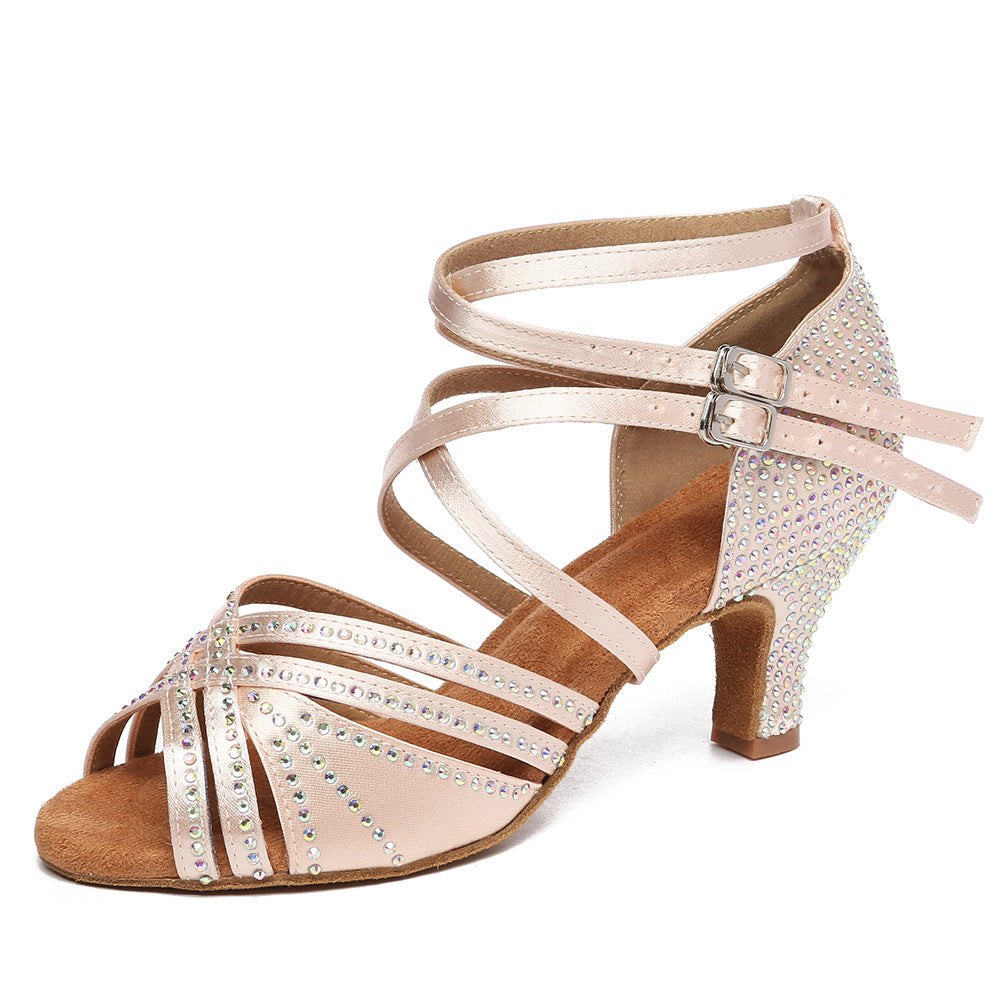 Heidi-Mode | Hot Drilling Lateinische Tanzschuhe Damen Mittelabsatz
