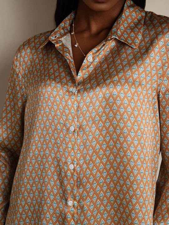 Heidi-Mode | Damen Seiden Basis Militär Revers Hemd