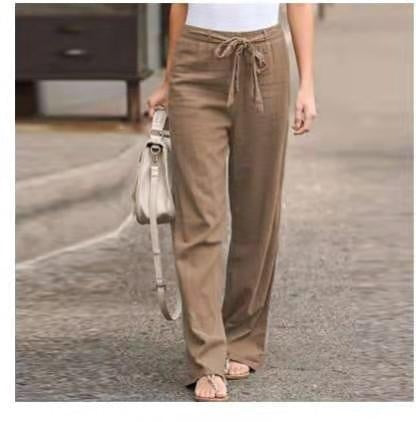 Heidi-Mode | Damen Bequeme Hose aus Baumwolle und Leinen In Unifarben