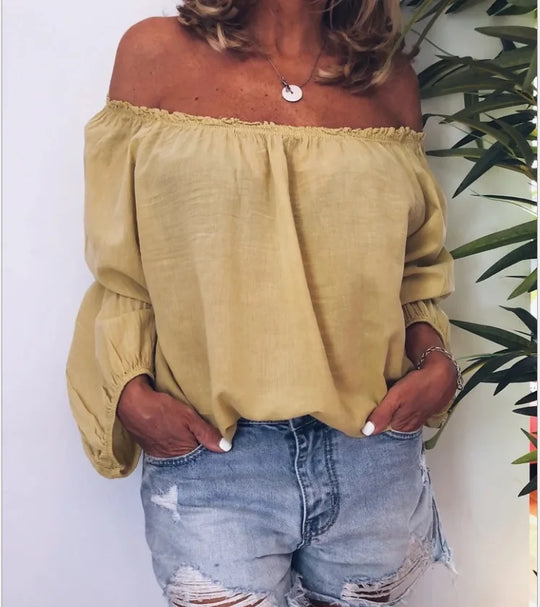 Heidi-Mode | Off Shoulder Bluse mit Eleganten Ballonärmeln