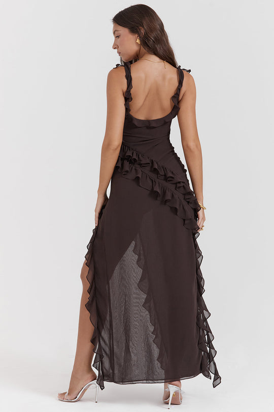Heidi-Mode | Rüschenseitenschlitz-Partykleid