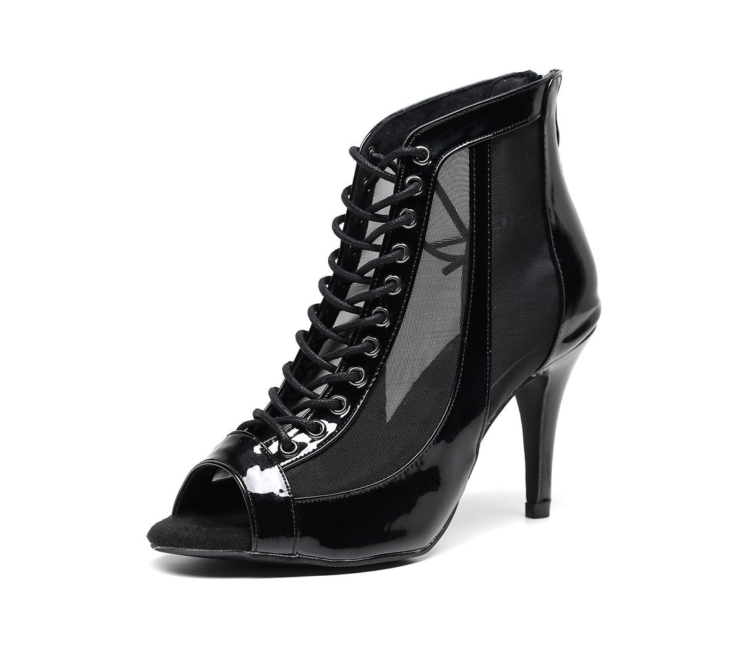 Heidi-Mode | Damen Schwarze Stiletto-Ferse Latin Tanzschuhe Reißverschluss