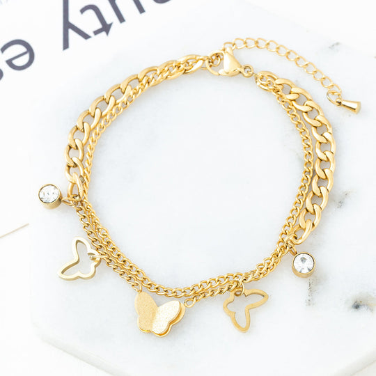 Heidi-Mode | Multi-Lagen Pendel Gold Armbanduhr