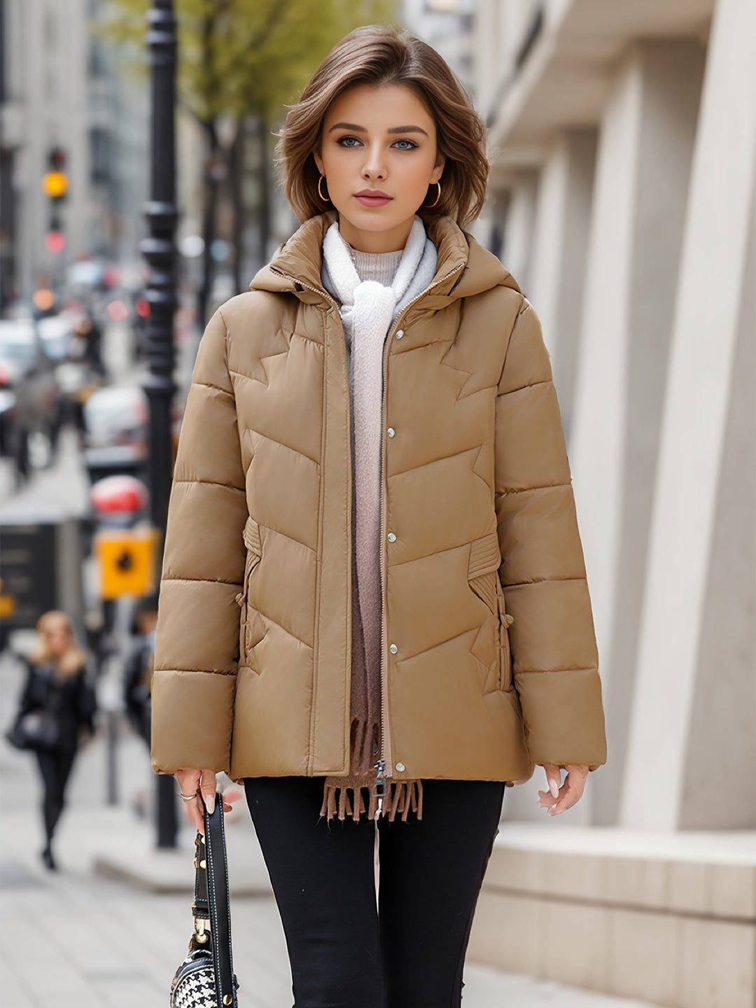 Heidi-Mode | Stylischer dicker warmer Daunenmantel mit Kapuze Ideal für Herbst/Winter