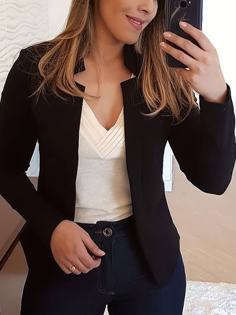 Heidi-Mode | Damen Stilvolle Blazer Jacke aus Hochwertigem Stoff mit Offener Front
