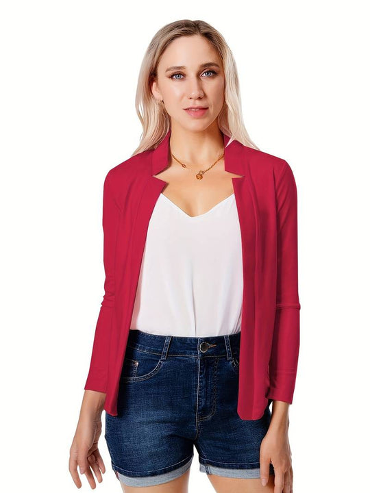 Heidi-Mode | Damen Stilvolle Blazer Jacke aus Hochwertigem Stoff mit Offener Front