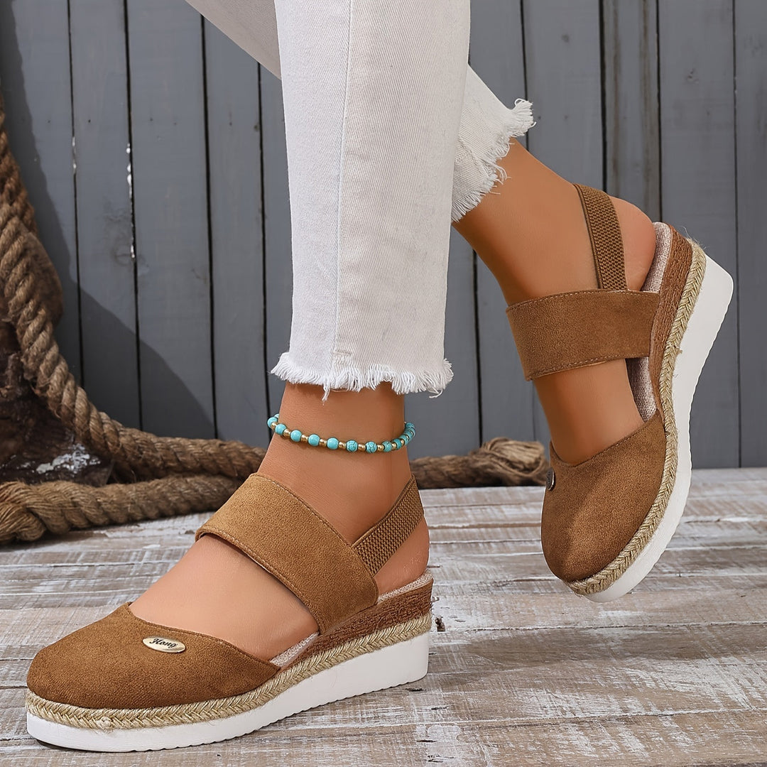 Heidi-Mode | Damen Sandalen Auf Plattform: Rutschfest, Geschlossene Zehe, Elastischer Riemen