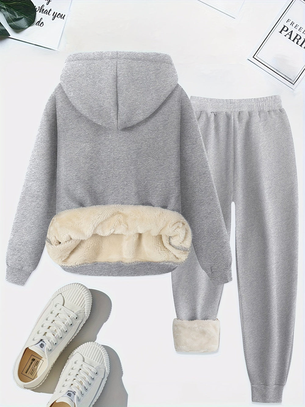 Heidi-Mode | Warmer Hoodie Und Kordelzughose Trainingsanzug Mit 'New York' Druck Für Damen