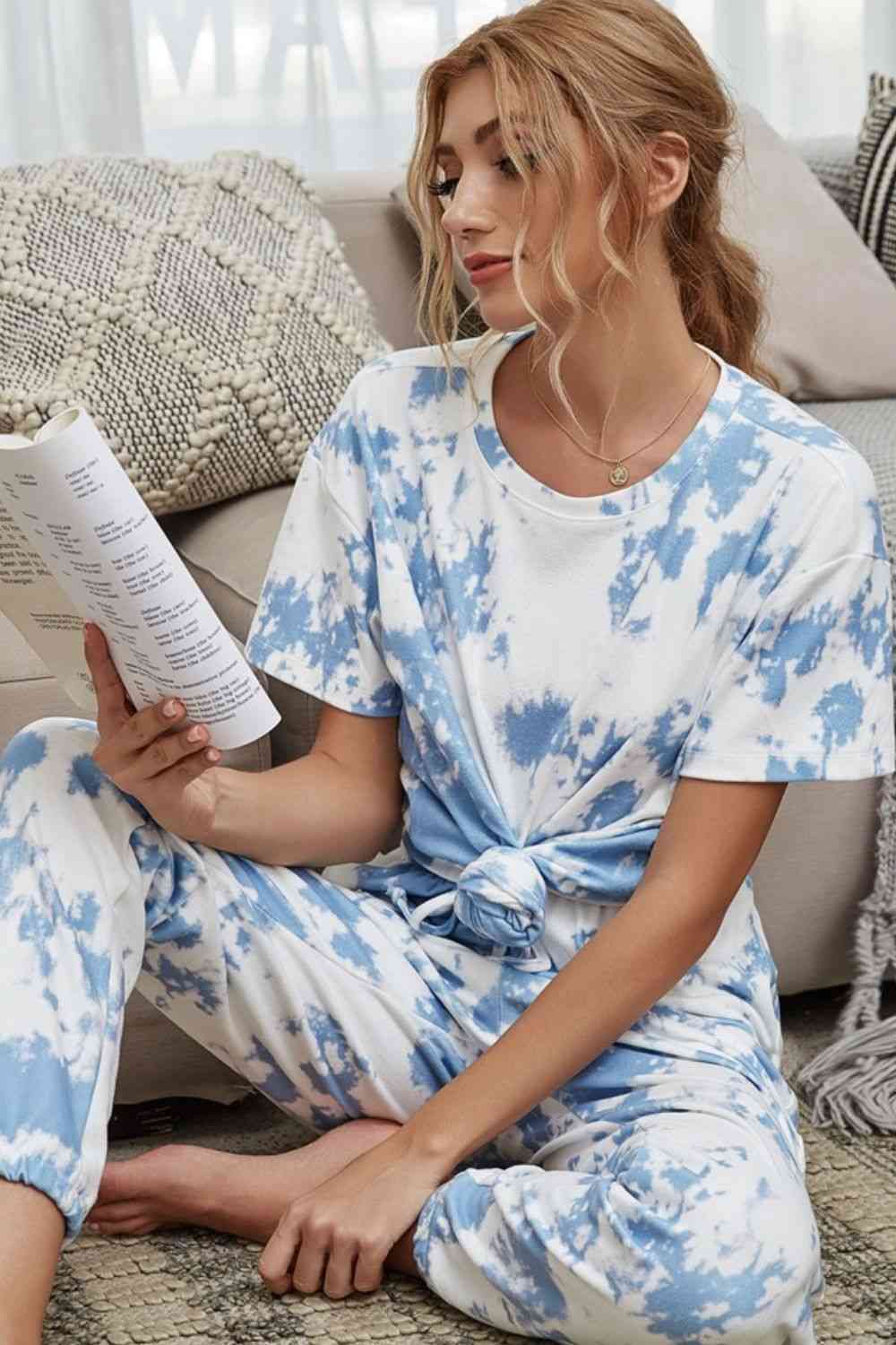 Heidi-Mode | Tie-Dye T-Shirt und Drawstring Taille Jogginghose Lounge Set