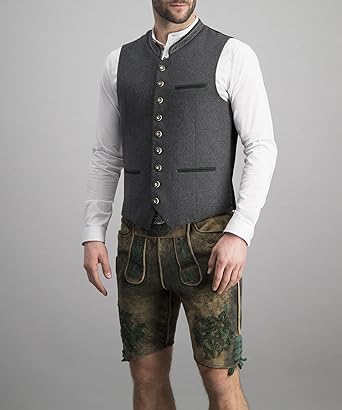 Heidi-Mode - Elegante Herren Trachtenweste Grau Traditionell