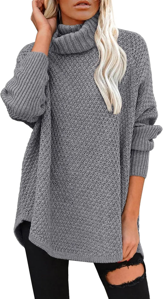 Heidi-Mode | Plus Maat Turtleneck Lange Mouw Casual Pullover Gebreide Tuniek Sweater