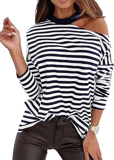 Heidi-Mode | Stilvolles Off Shoulder Gestreiftes Top