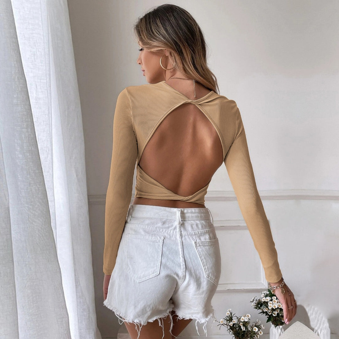 Heidi Mode | Langärmeliges Oberteil mit Neckholder-Strick