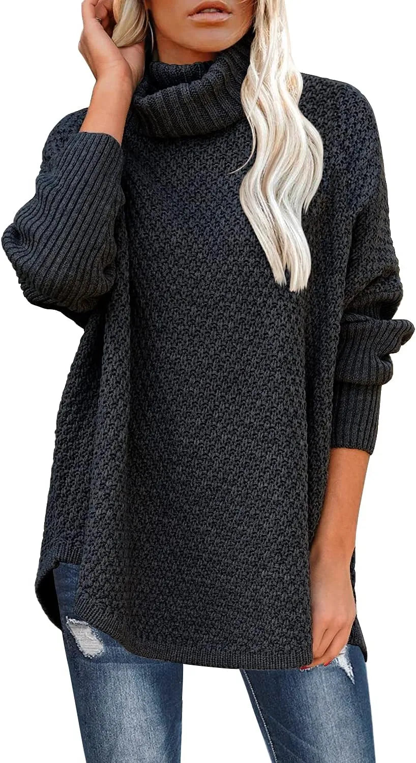 Heidi-Mode | Plus Maat Turtleneck Lange Mouw Casual Pullover Gebreide Tuniek Sweater