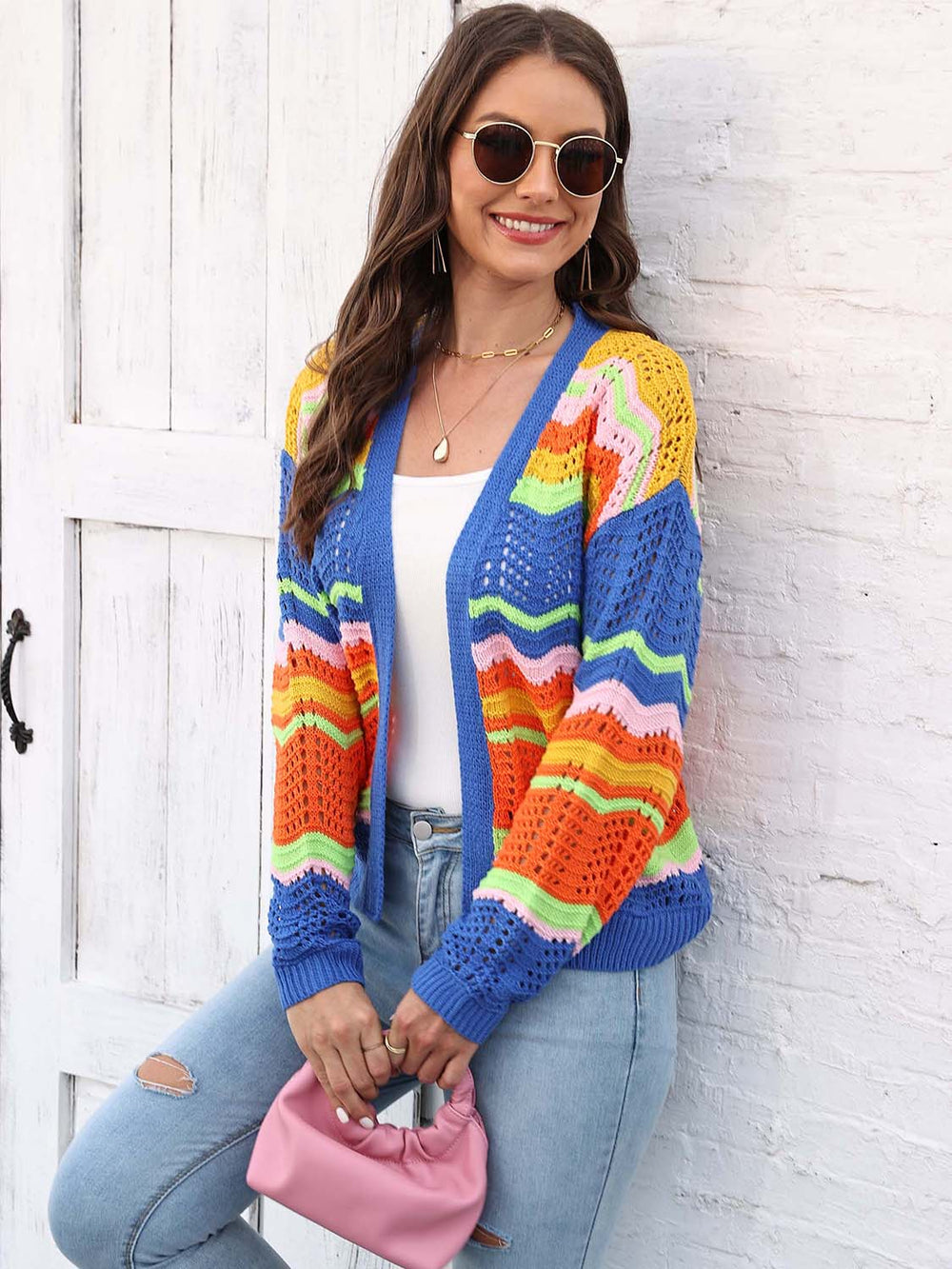 Heidi-Mode | Offene Front Durchbrochene Strickjacke