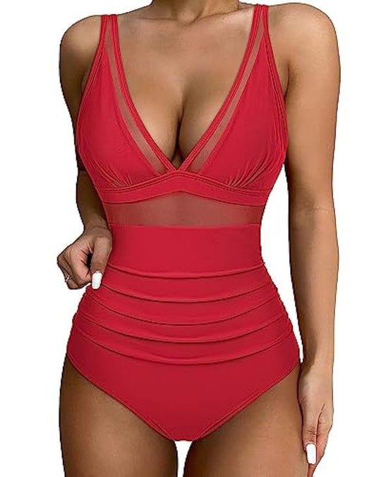Heidi Mode | Einteiliger hohler Badeanzug mit hoher Taille
