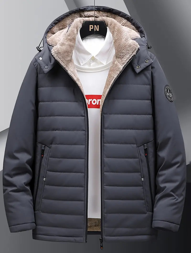 Heidi-Mode - Herren warme Fleecejacke mit Kapuze - winddichte Jacke mit Reißverschlusstaschen für Herbst und Winter