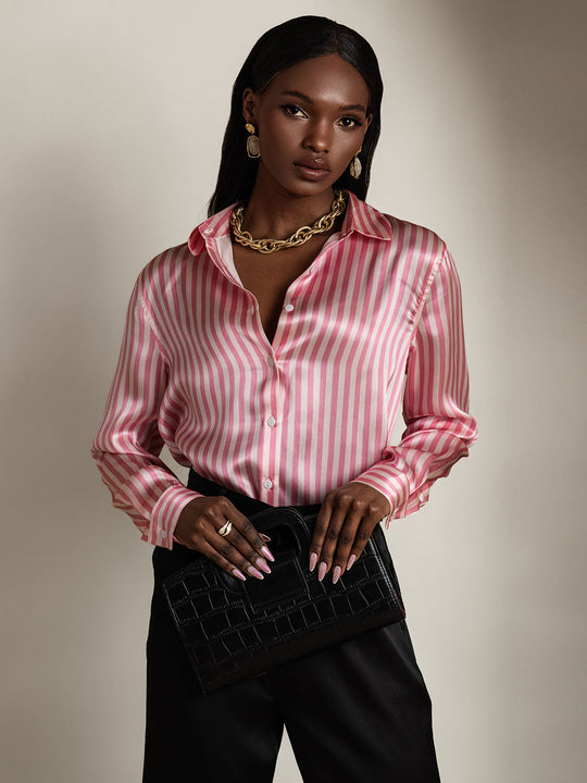 Heidi-Mode | Damen Seiden Basis Militär Revers Hemd
