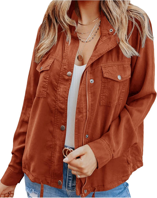 Heidi-Mode | Frauen Outdoor Militär Utility Jacke Safari Kordeljacke
